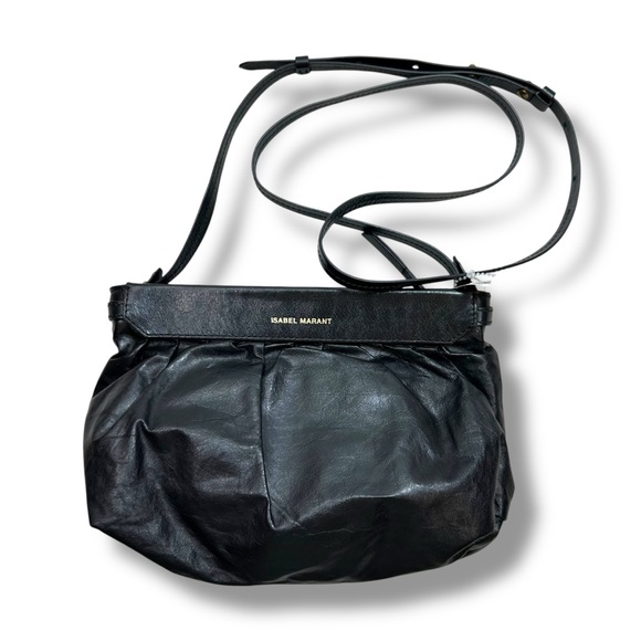 ISABEL MARANT Luzes Mini Gathered Soft Leather Shoulder Bag Black - Picture 3 of 12